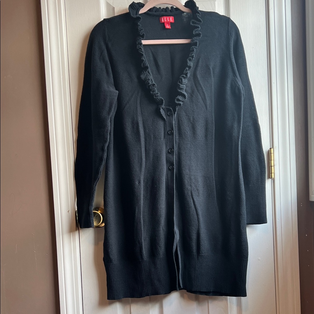 Elle Black Ruffled Cardigan